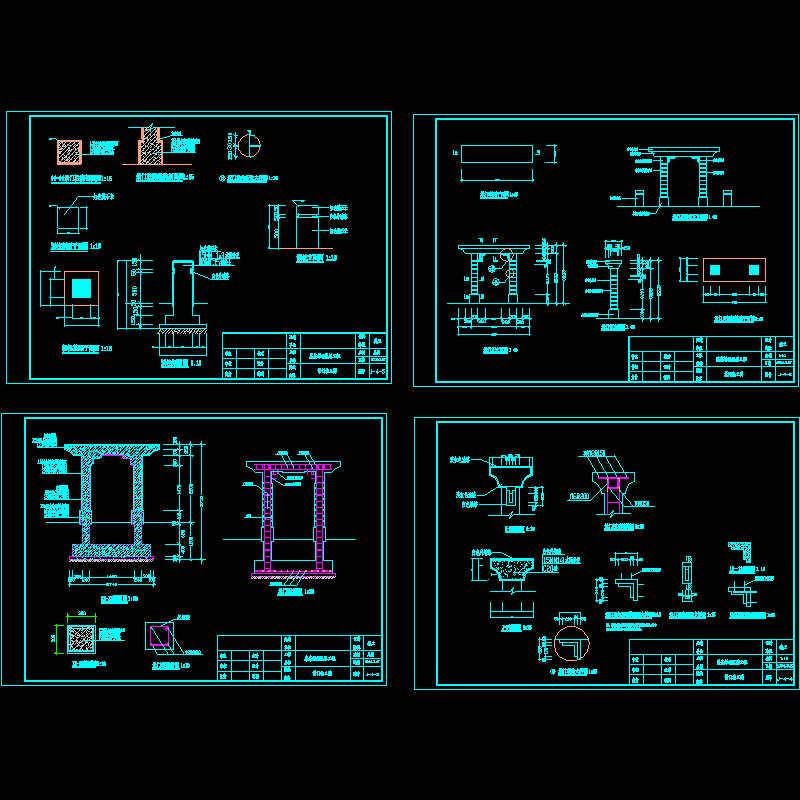 景门施工CAD图纸（景门柱内折处大样图纸） - 1