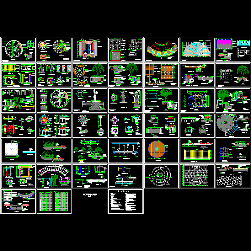 居住区中庭景观小品CAD施工图纸.dwg - 1