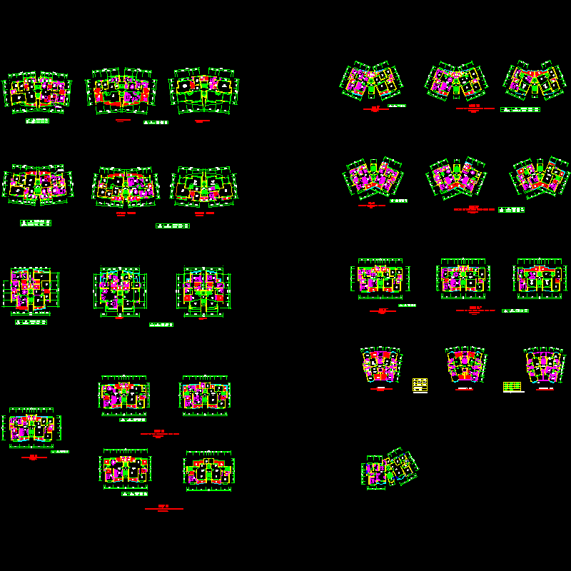 26个小高层住宅楼户型图纸（南梯、北梯）.dwg - 1