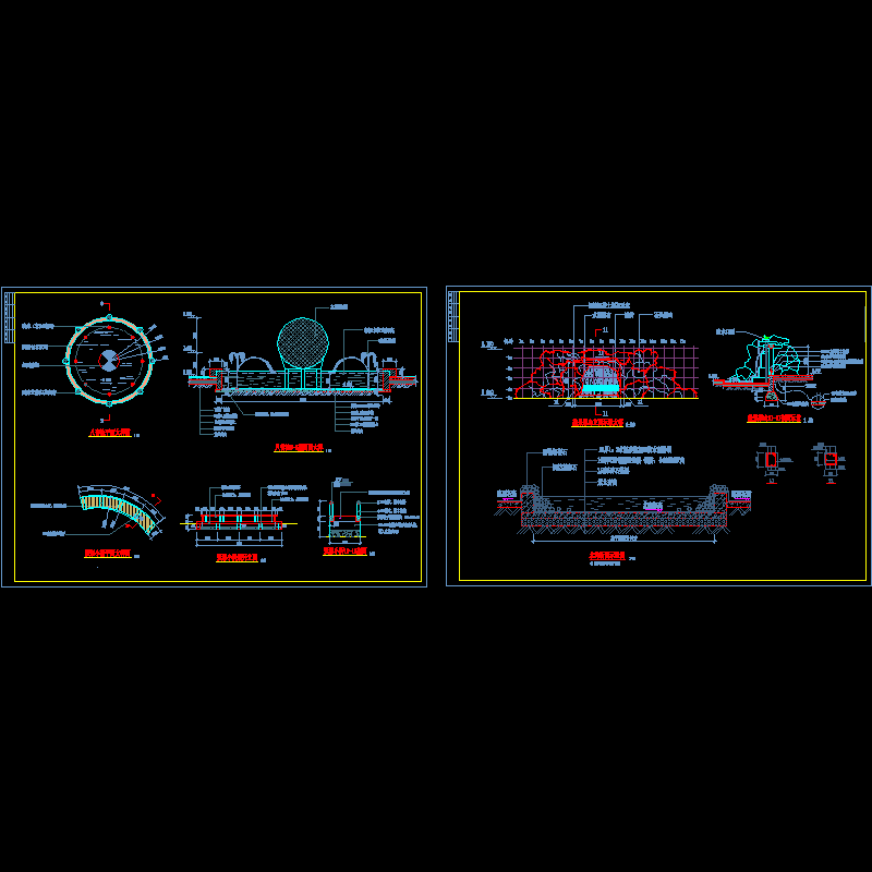 假山及水池和景桥CAD施工大样图 - 1