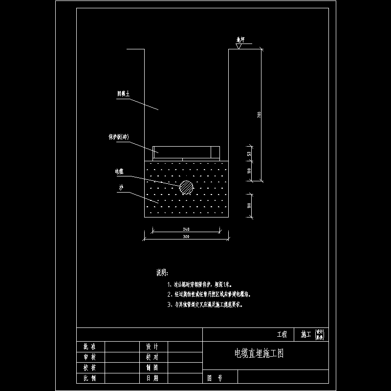 电缆直埋施工图纸 - 1