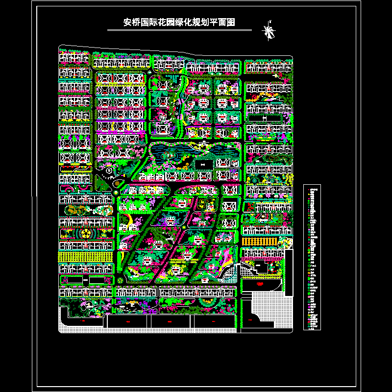 国际花园绿化规划平面CAD图纸 - 1