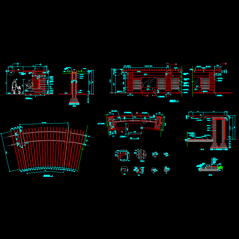 廊架详细CAD施工图纸（节点详图纸） - 1