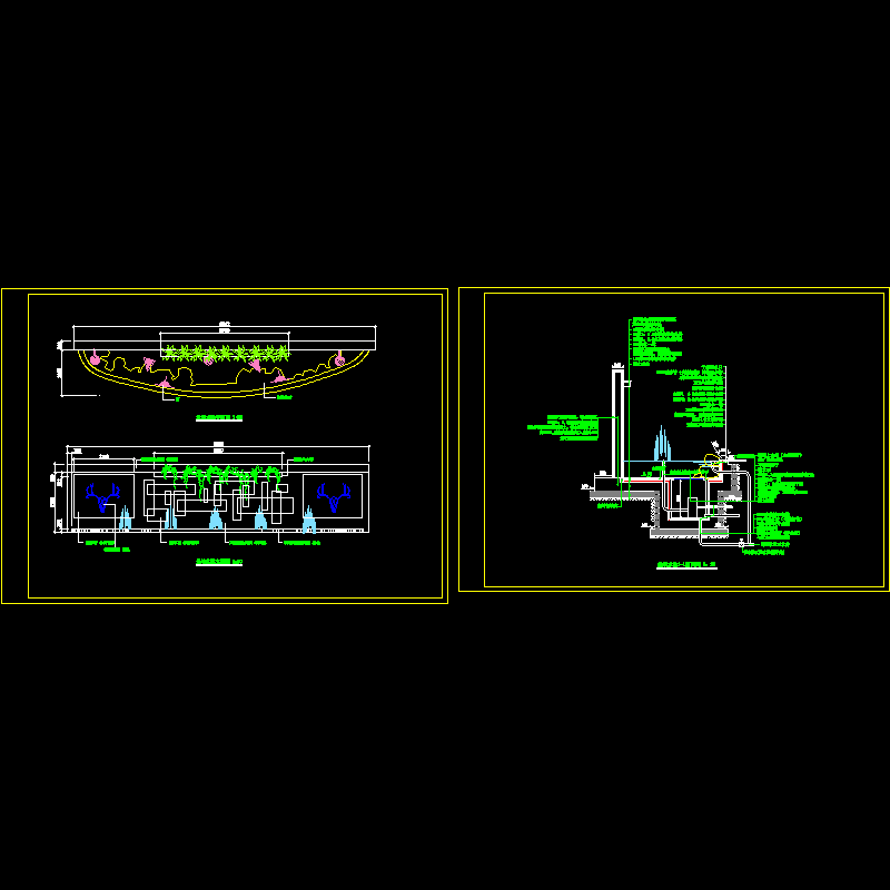 特色水景墙建筑设计CAD施工方案图纸 - 1