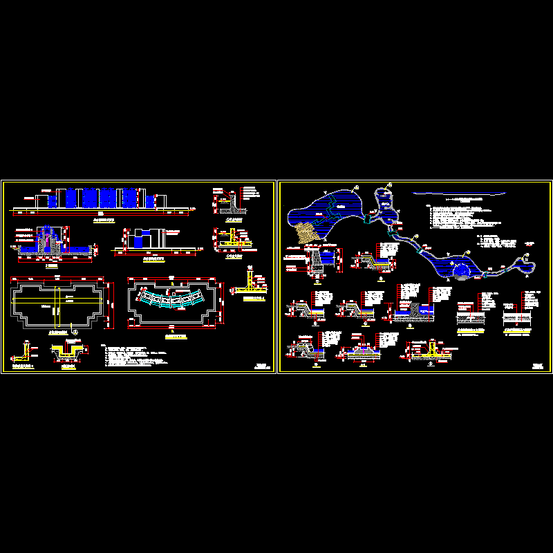 公园叠水幕墙、水系CAD施工图纸 - 1