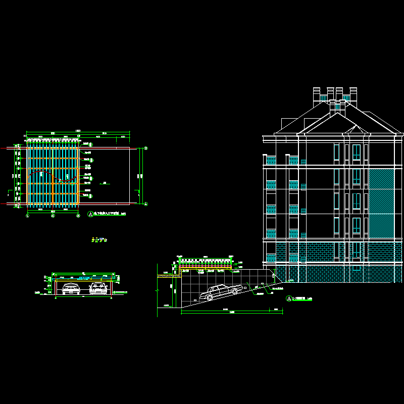 地下车库入口花架CAD施工图纸 - 1
