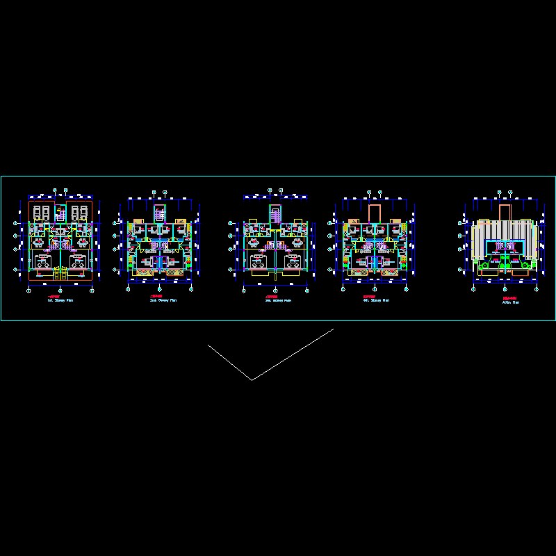 4层带阁楼双拼别墅户型图纸（北入口）.dwg - 1