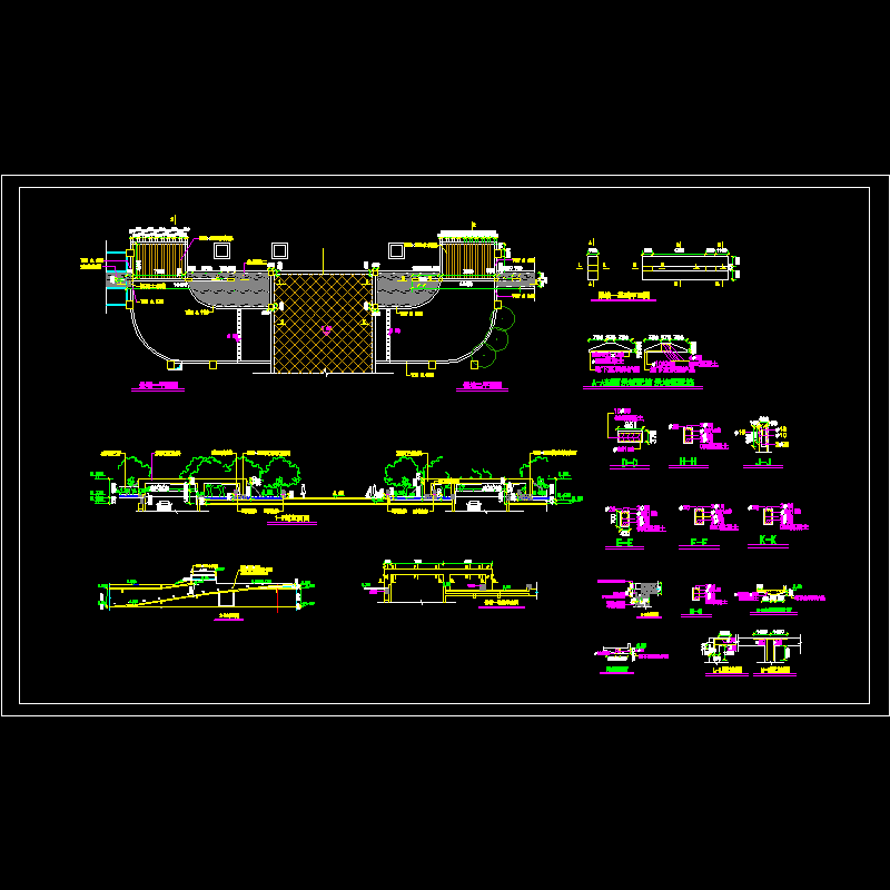 特色景墙CAD施工图纸全套 - 1