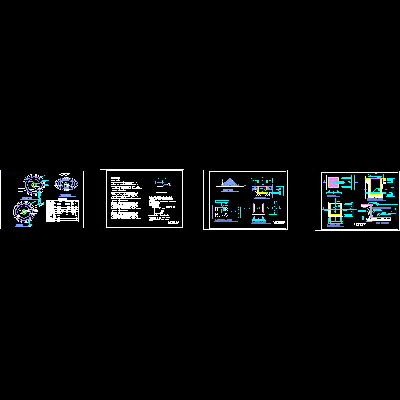 圆形喷泉水池施工CAD详大样图 - 1