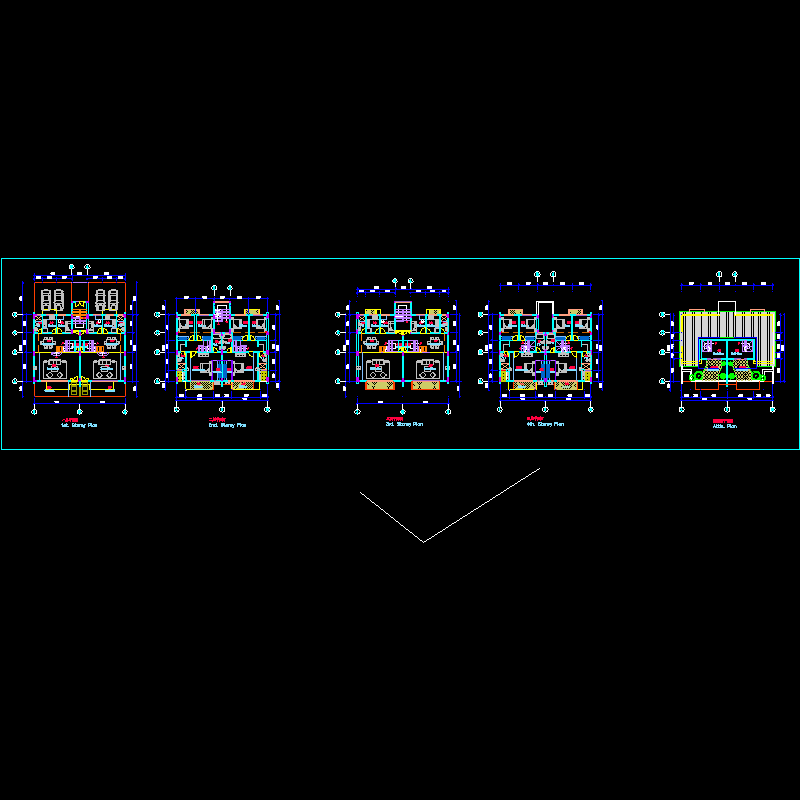 4层双拼别墅户型图纸（北入口）.dwg - 1