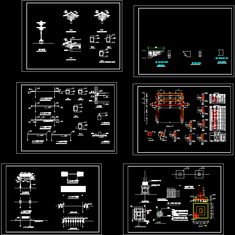 古建四柱牌坊施工CAD图纸 - 1
