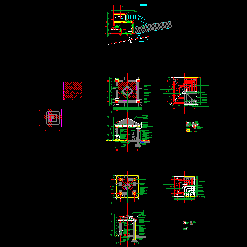 四角湖滨亭CAD详图纸 - 1