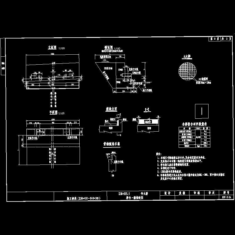 预应力混凝土连续刚构T梁桥台一般构造节点CAD详图纸设计 - 1