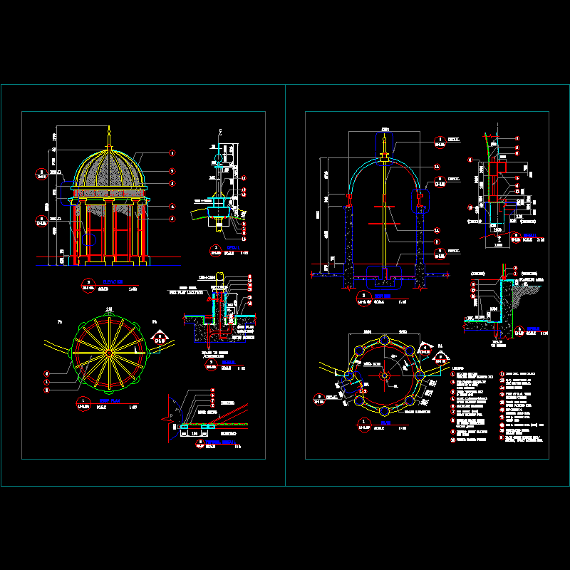 欧式景观亭结构设计CAD详图纸 - 1