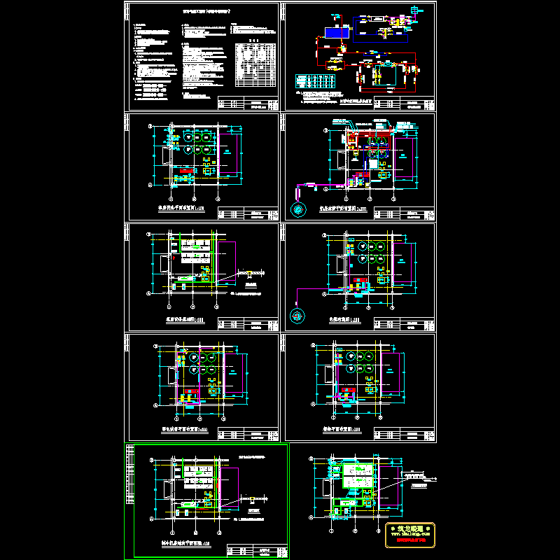冰蓄冷空调机房全套设计CAD施工图纸 - 1