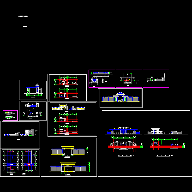 8种大门建筑方案设计图纸.dwg - 1