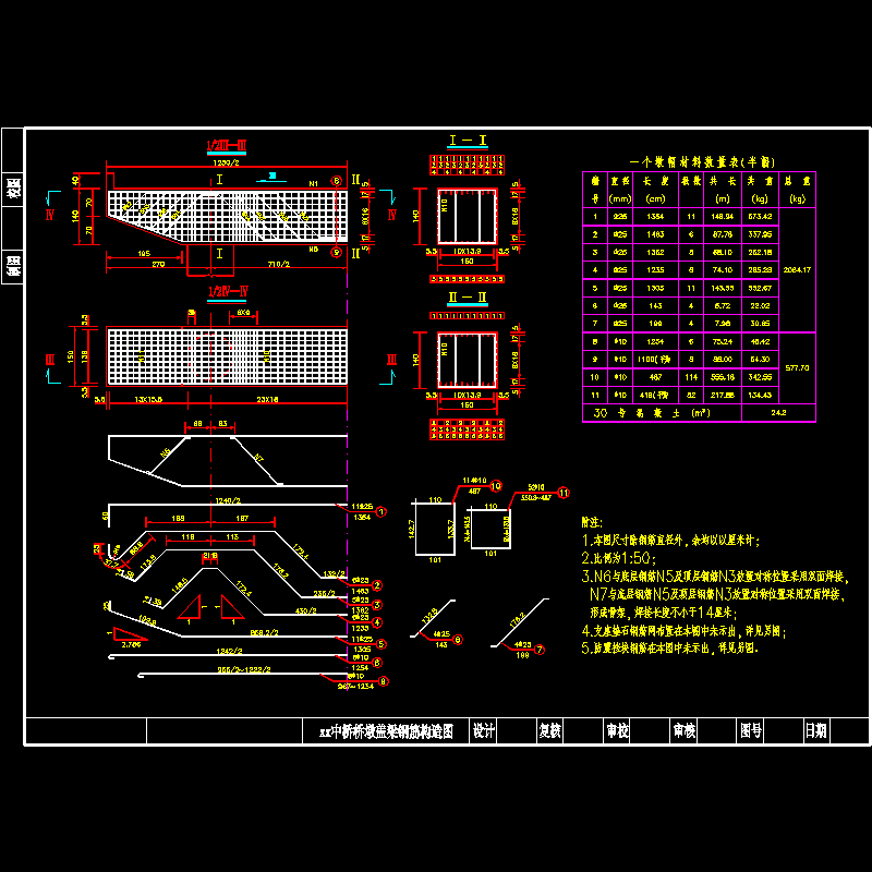 西冲中桥桥墩盖梁钢筋构造图.dwg