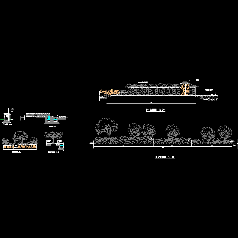 景观墙CAD详图纸 - 1
