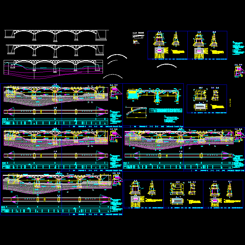 一套拱桥总体布置设计CAD图纸 - 1