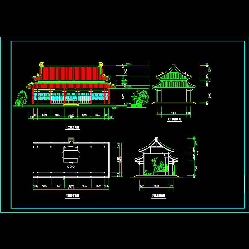 古建筑设计方案,平面、立面、剖面等CAD图 - 1