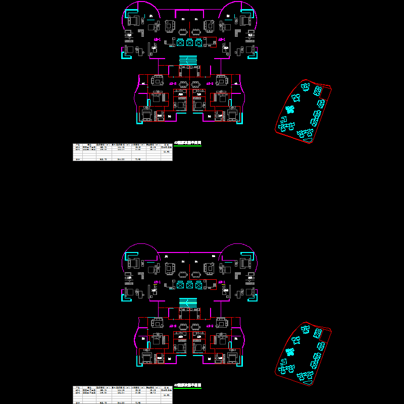 高层塔式住宅楼户型平面图纸（149/160）.dwg - 1