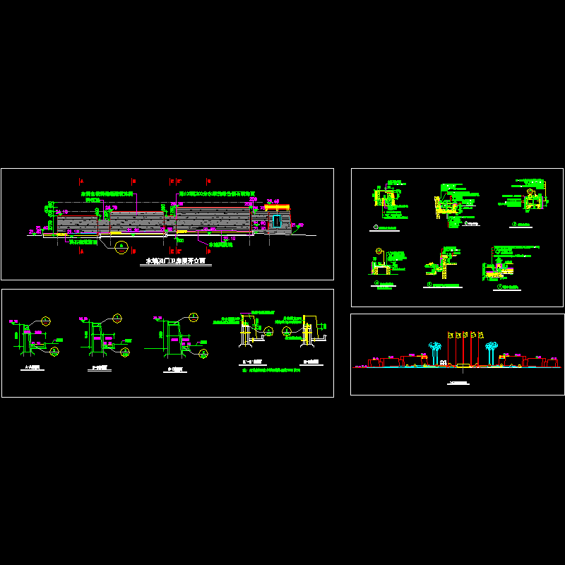 水幕瀑布施工CAD图纸，含大样详图纸 - 1