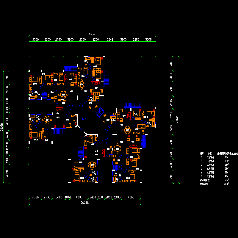 塔式多层一梯六户户型图纸.dwg - 1