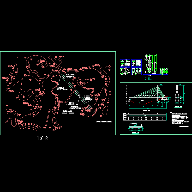 动物园斜拉桥CAD施工图纸 - 1