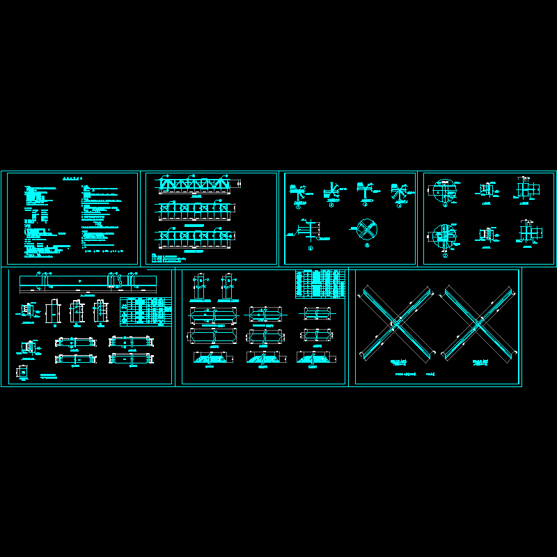 30米跨钢结构天桥CAD施工图纸 - 1