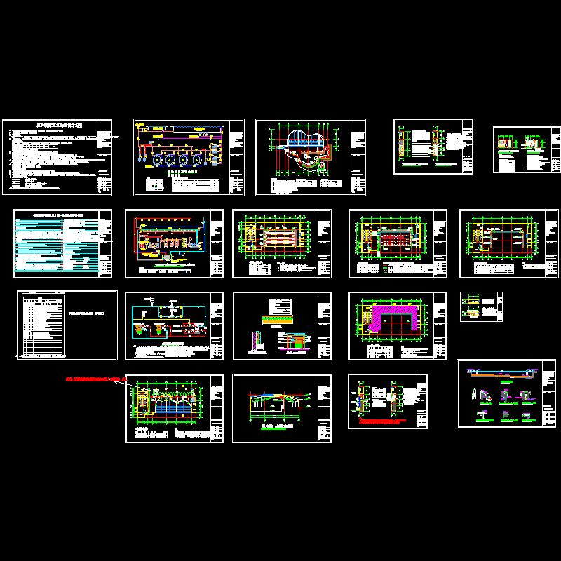 游泳池全套设计cad图纸,采暖系统设计和排水管系统图 - 1