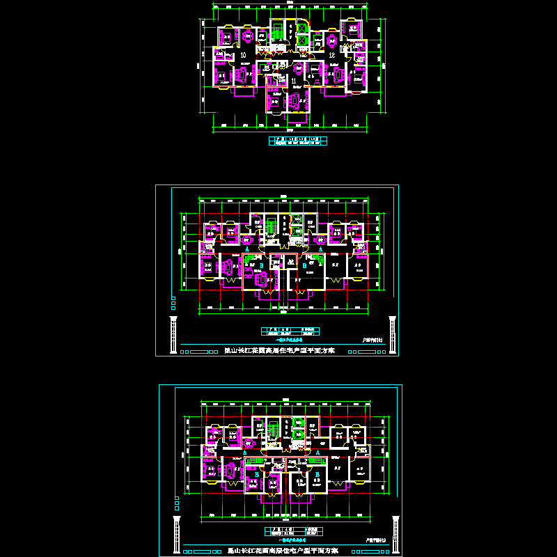 塔式高层一梯三户户型图纸.dwg - 1