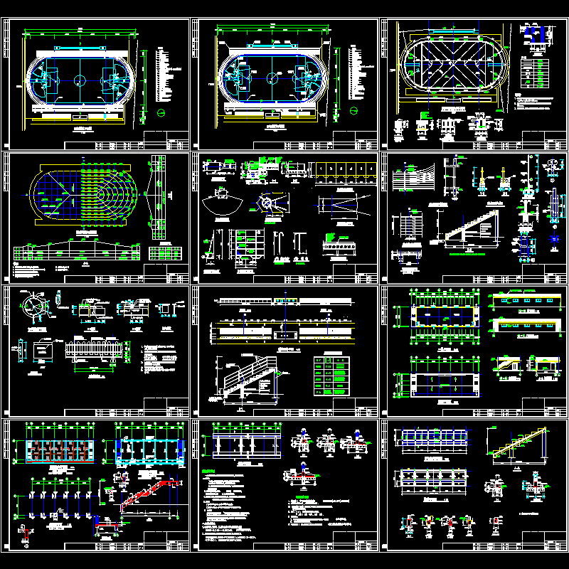 田径场和看台详细CAD施工图纸 - 1