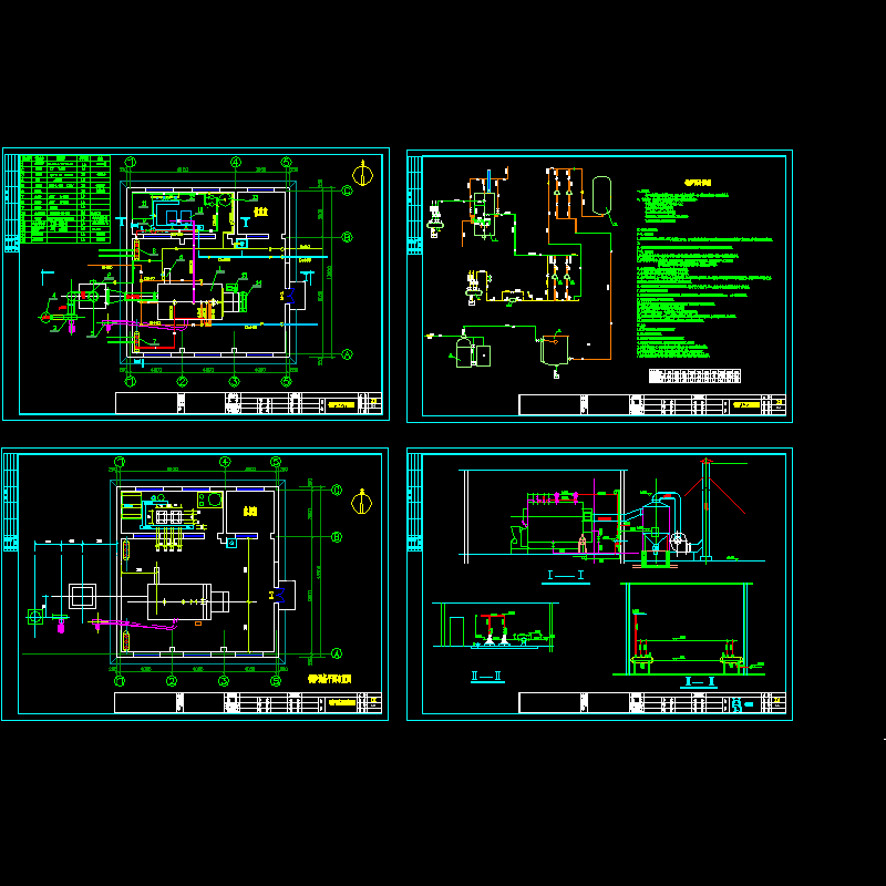 学校采暖锅炉房工艺CAD图纸 - 1