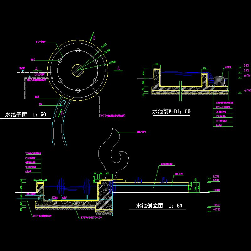 水池结构CAD图纸 - 1