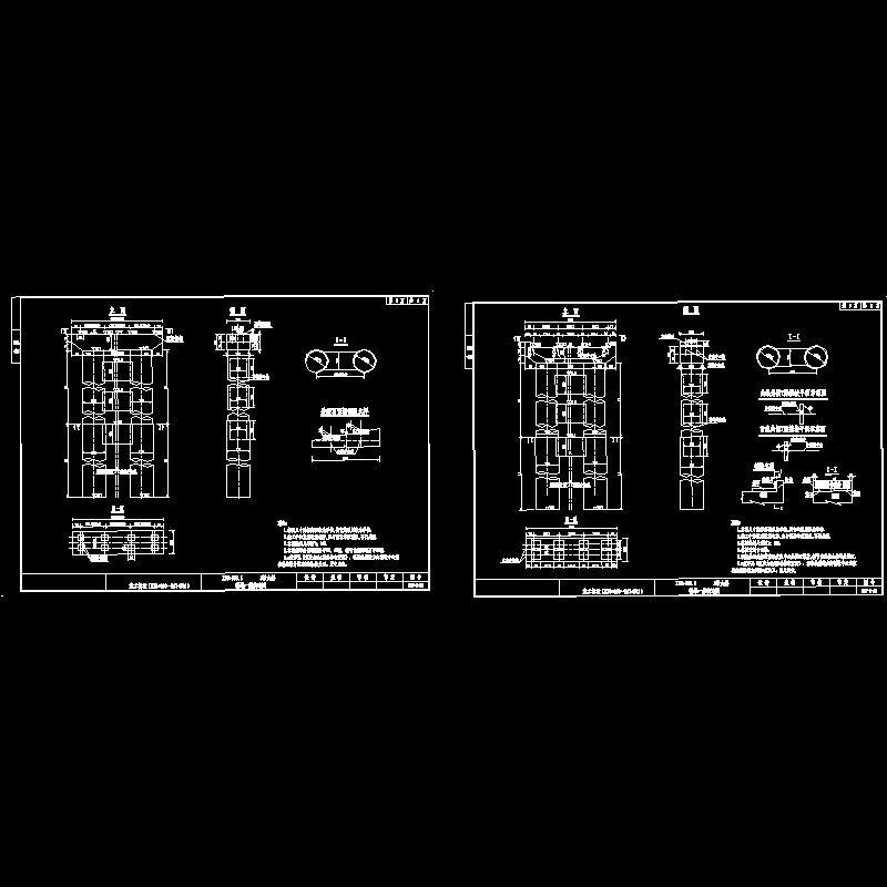 预应力混凝土连续刚构T梁桥墩一般构造节点CAD详图纸设计 - 1