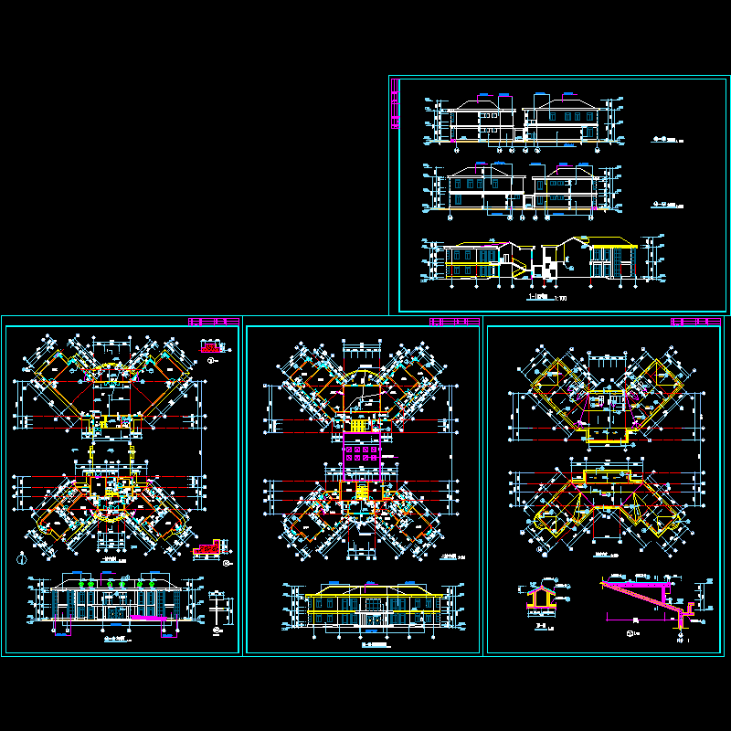 2层砌体结构小型会所建筑方案设计初设图纸，共4张.dwg - 1