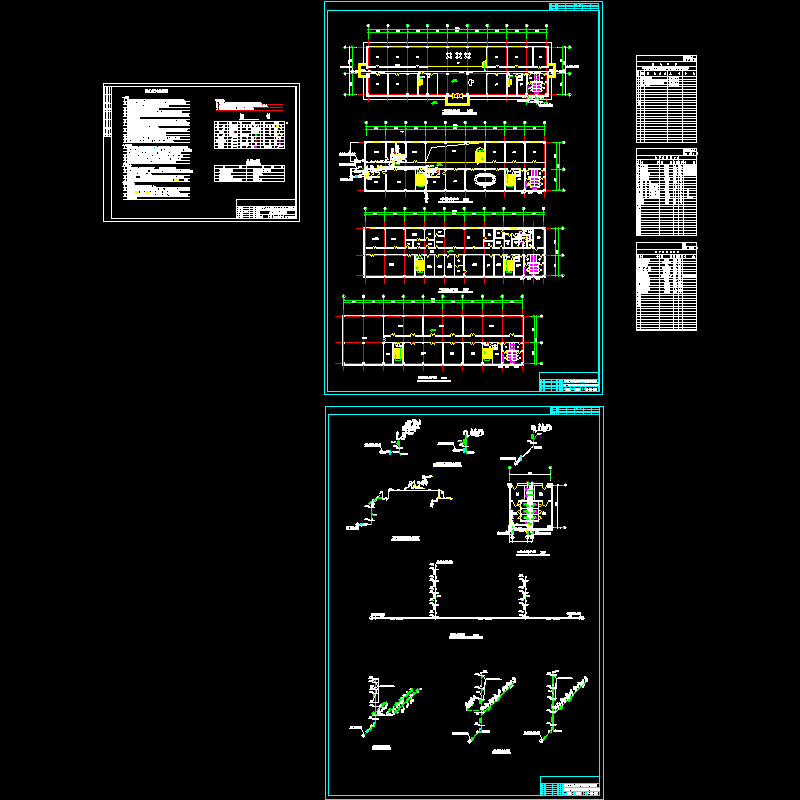 大型药厂4层综合大楼给排水cad图纸和消防给水系统图 - 1