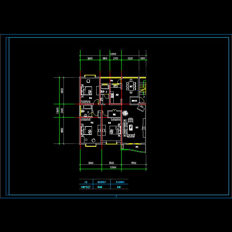 板式多层一梯两户户型图纸.dwg - 1