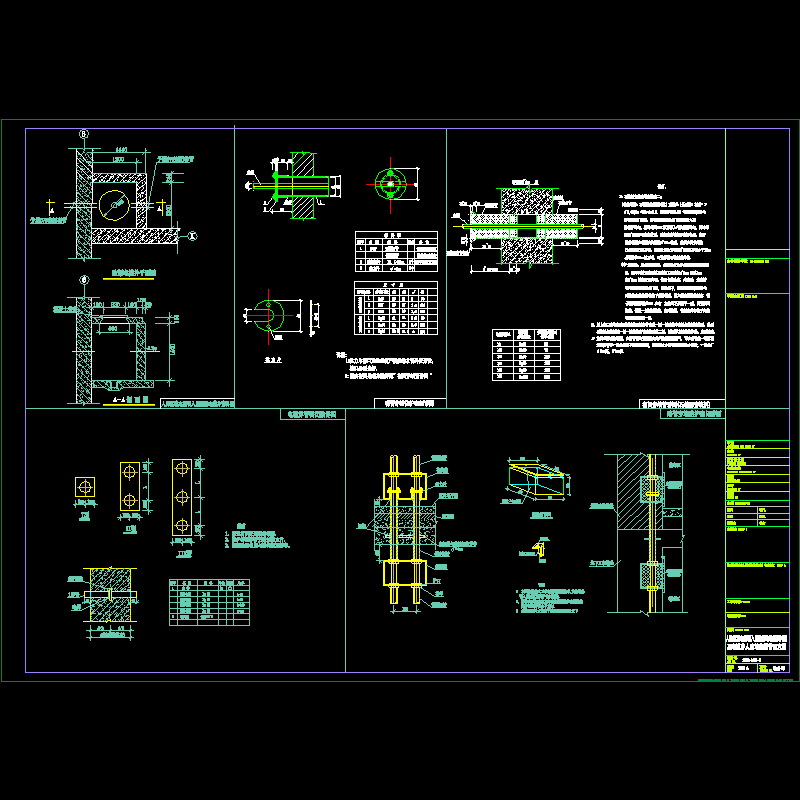 电缆穿人防墙密闭管大样CAD图纸 - 1