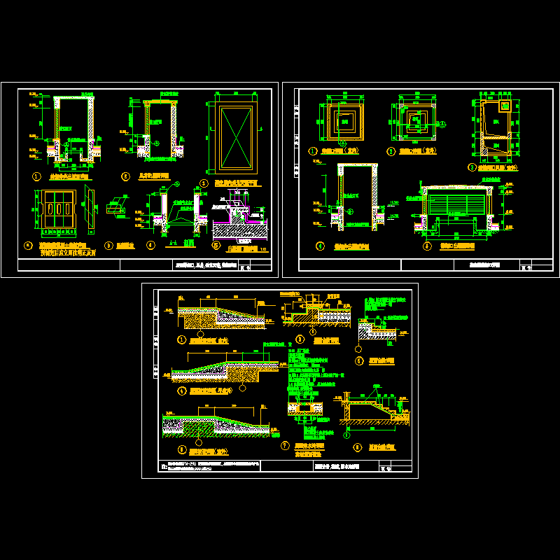 排烟井、风井、采光井屋等节点CAD详图纸，共3张图纸 - 1
