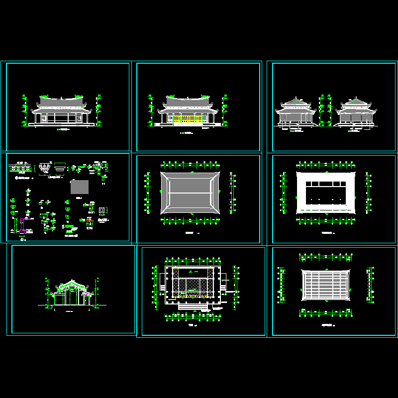 道家仿古建筑大殿建施图（9页CAD图纸） - 1