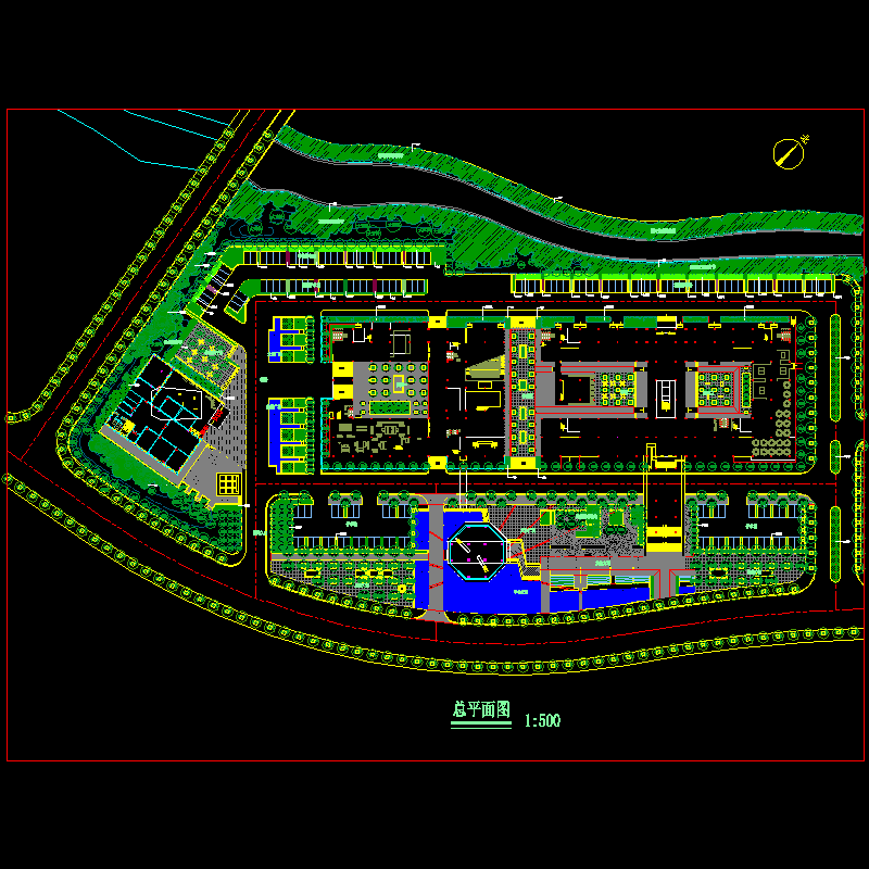 行政中心景观绿化总平面CAD图纸 - 1