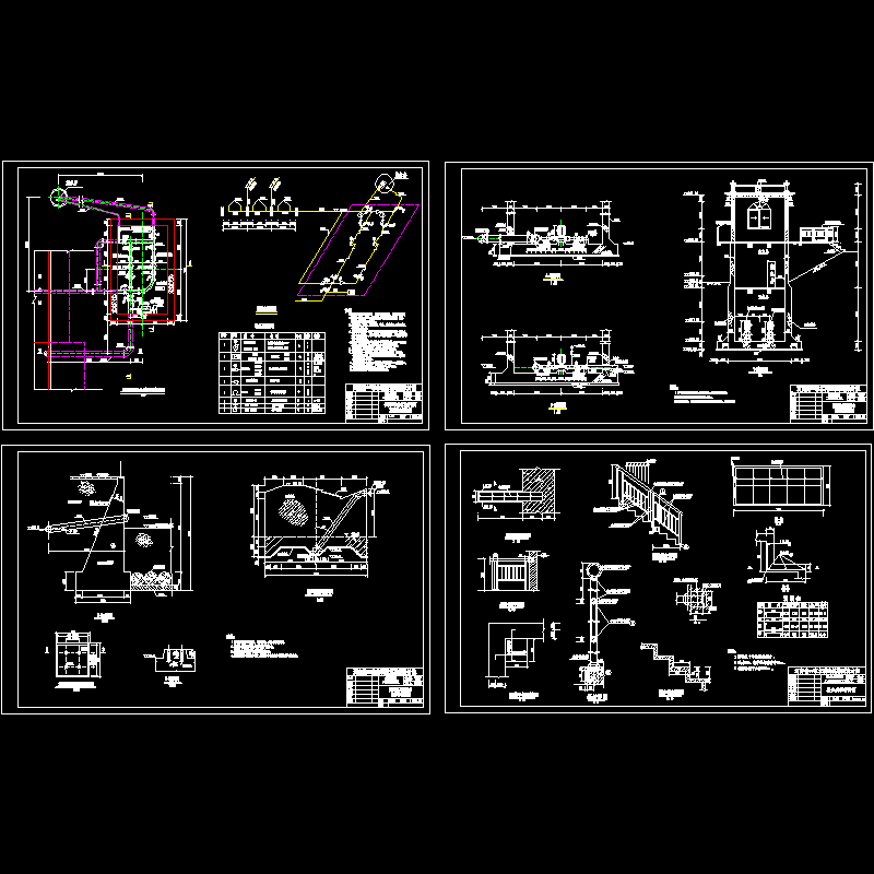 老灌河二级橡胶坝供排水系统设计cad图纸,设备平面图和栏杆详图 - 1