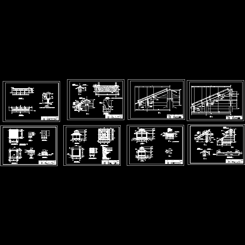 四角双层木亭施工dwg和CAD图纸 - 1