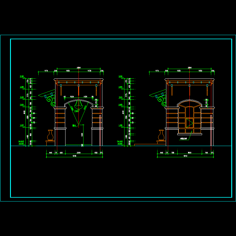 小区大门立面3.4.dwg