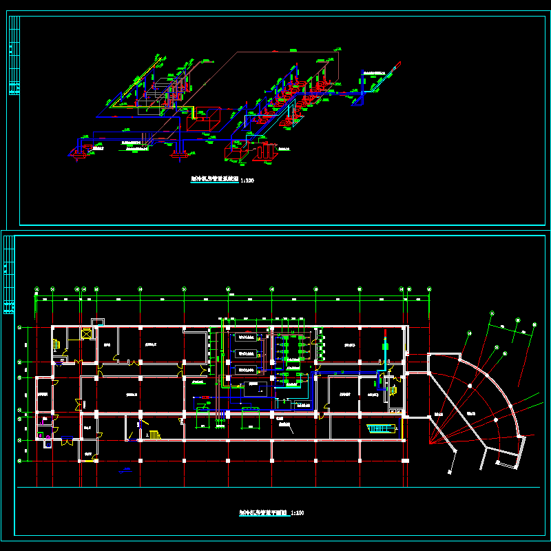 制冷机房管道设计CAD图纸 - 1