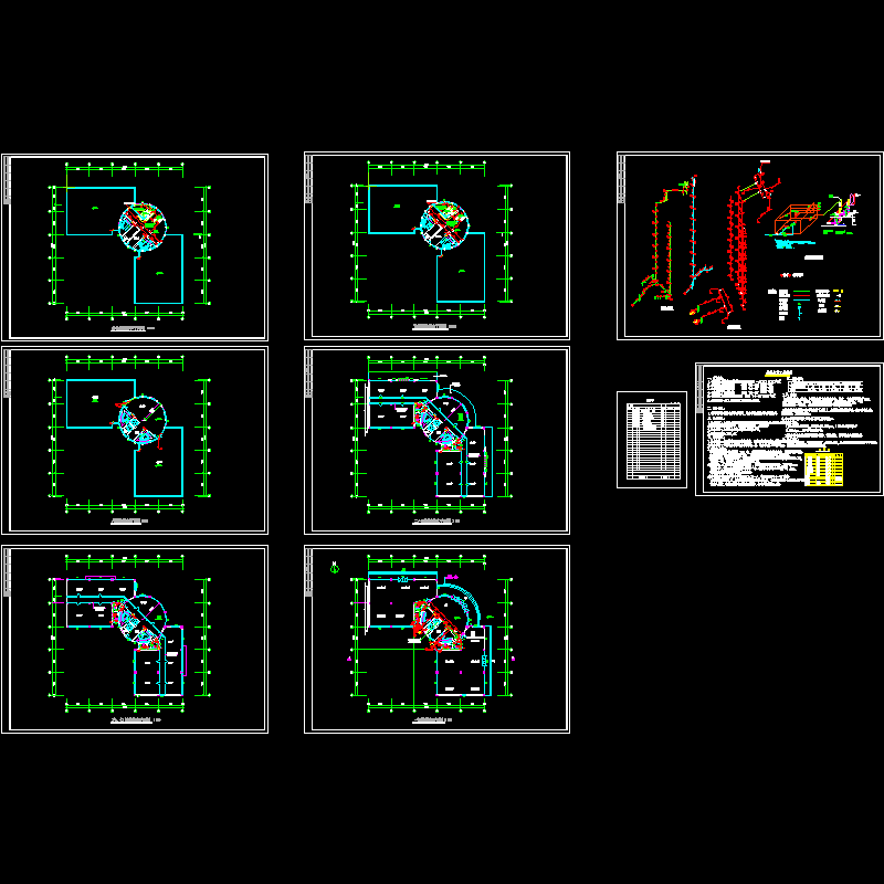 8层办公楼给排水消防系统设计施工cad图纸和施工总说明 - 1