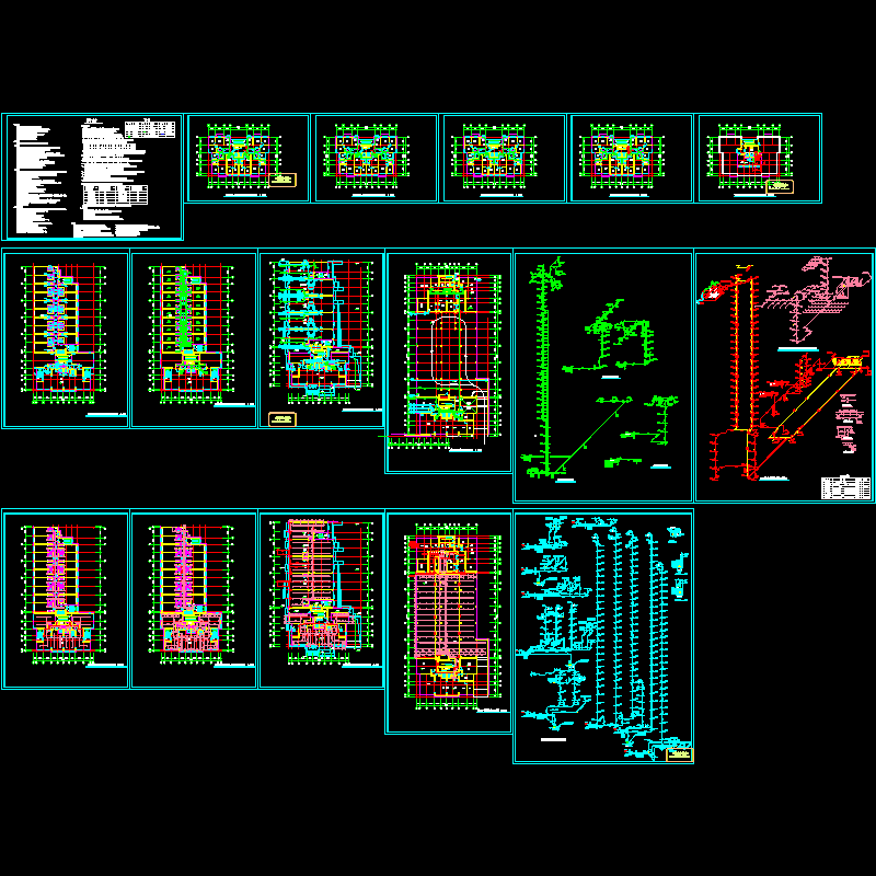 地上28层公寓楼给排水cad施工图纸和设计说明,平面图,系统图 - 1