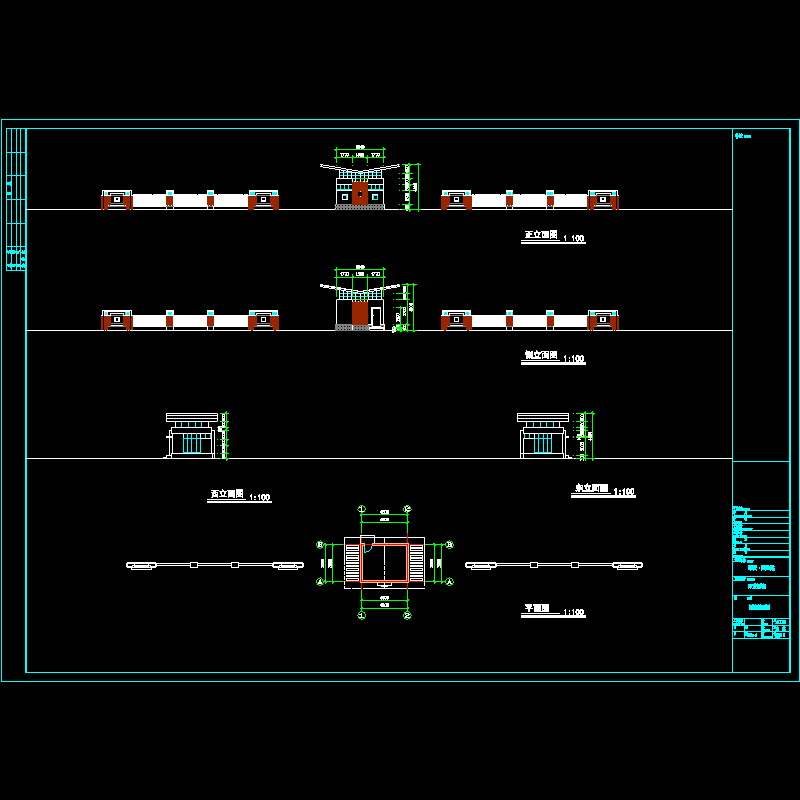 小区大门建筑设计方案（2）.dwg - 1