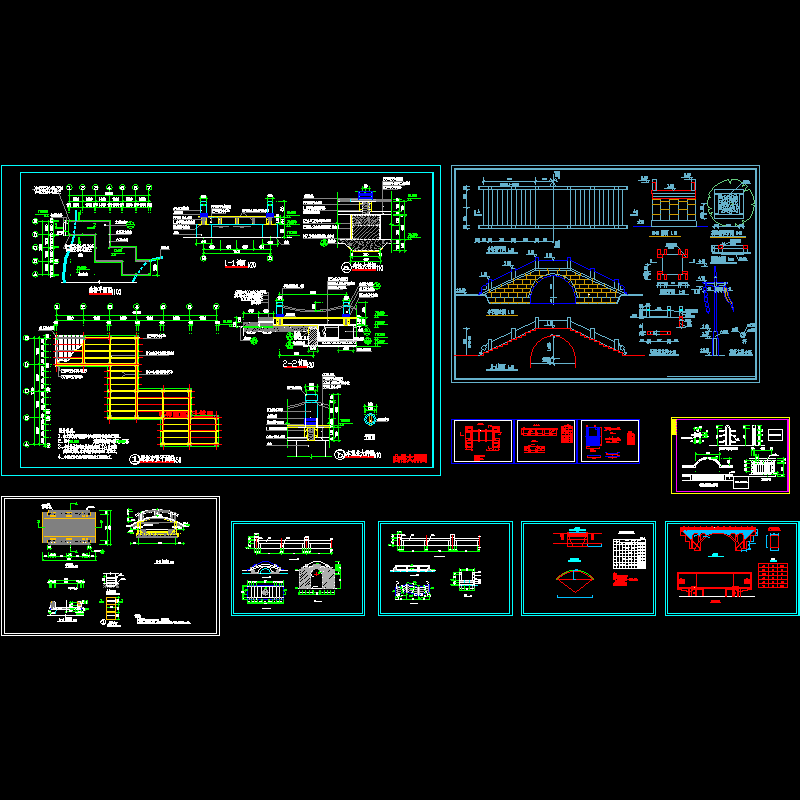 常见园林景观桥施工大样CAD详图纸.dwg - 1